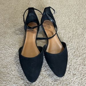 Black flats with ankle strap